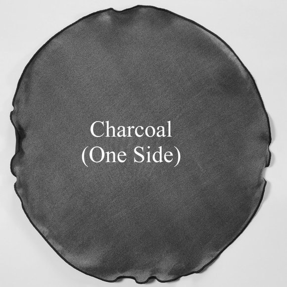 NEW - 100% Silk - Two Sided Black & Charcoal Pouf Round Pocket Square - Picture 5 of 10